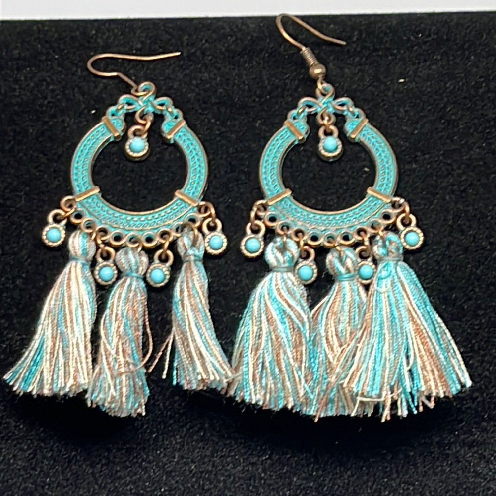 Earrings Turquoise color Bronze